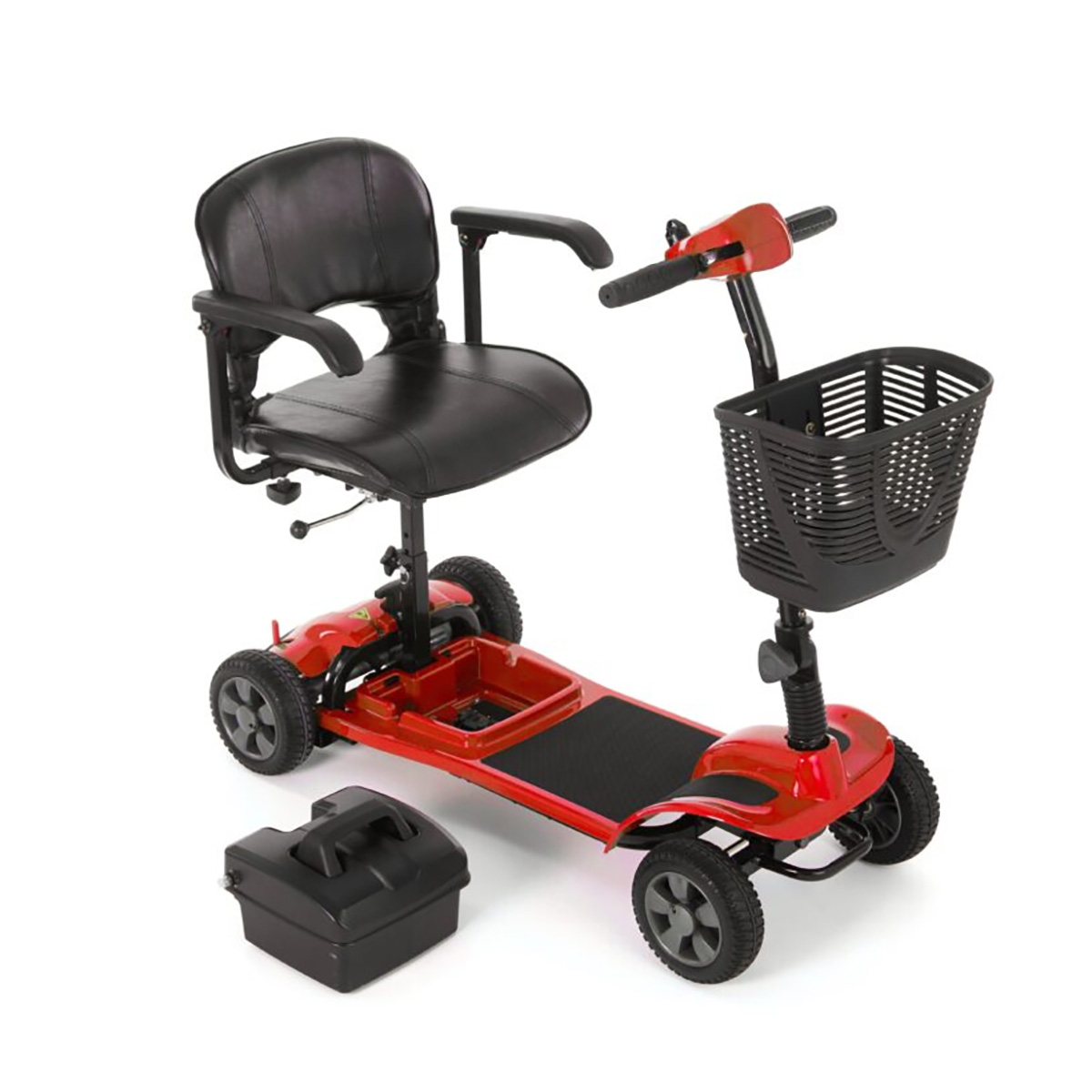 Lightweight aluminium eLite mobility Scooter in Red with the lithium battery removed.jpg